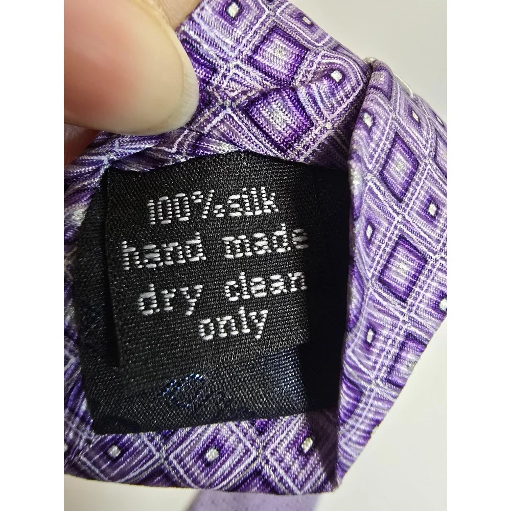 Bijoux Terner Necktie Mens Purple Geometric 100% Silk Classic Formal Business